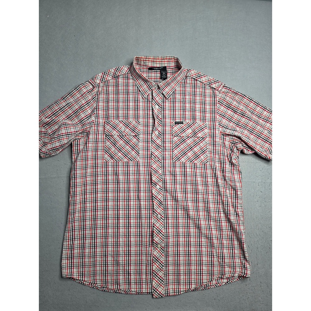 Rocawear Shirt Men's 2XL Multicolor Plaid 100% Cotton Flap Pockets‎ Button-Up